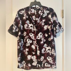 Simply Vera Vera Wang Floral Blouse - Wine/Burgundy Color